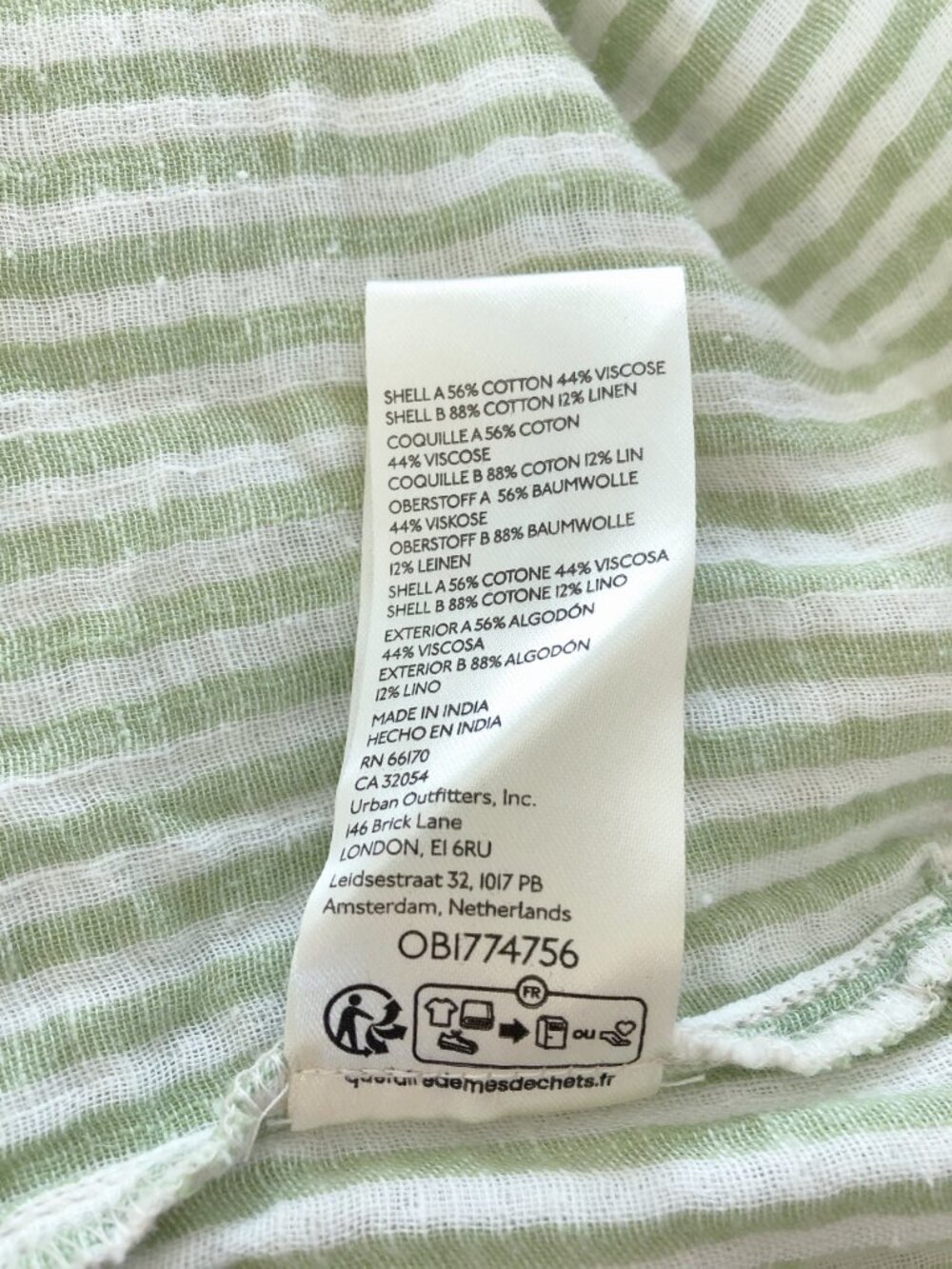 Free People Sage green striped shirt medium oversized top lightweight top - Picture 15 of 15